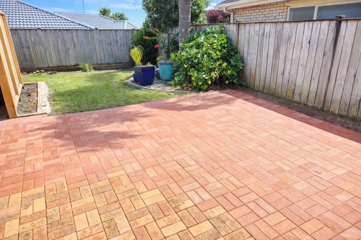 Brick paver patio and lawn